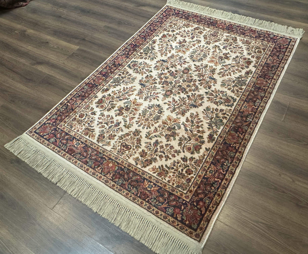 4x6 Karastan Rug Ivory Sarouk #760, Wool Vintage Original 700 Series