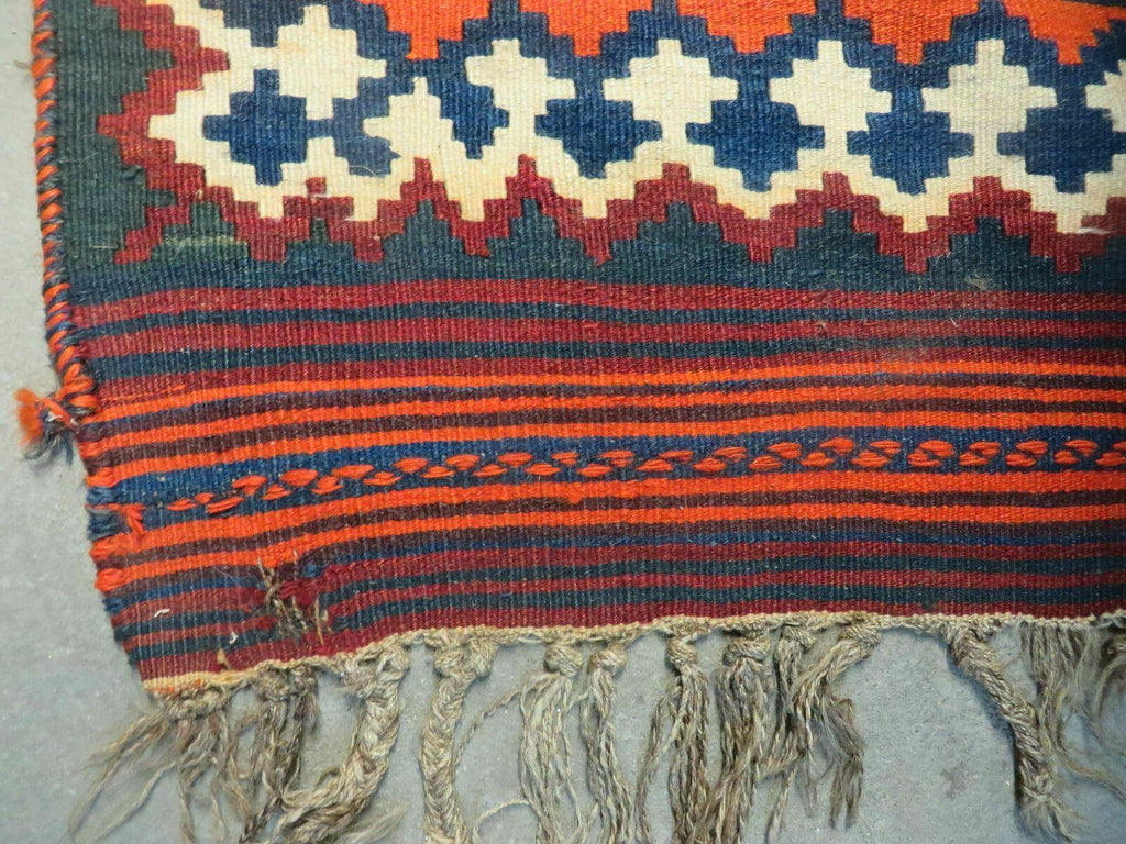 5' X 10' Antique Turkish Kilim Handmade Flat Weave Wool Rug Red Colorful Veg Dye Bohemian Boho Chic Tribal Style And Design