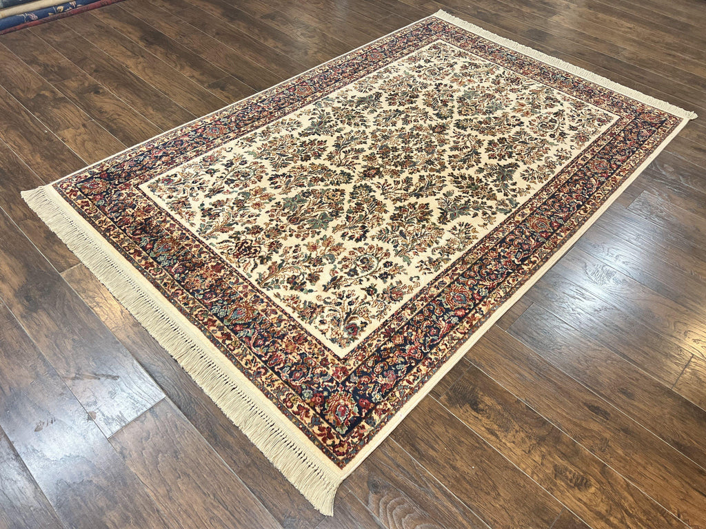 Karastan Rug 5.9 x 9, Ivory Sarouk #760, Wool Vintage Original Collection 700 Series