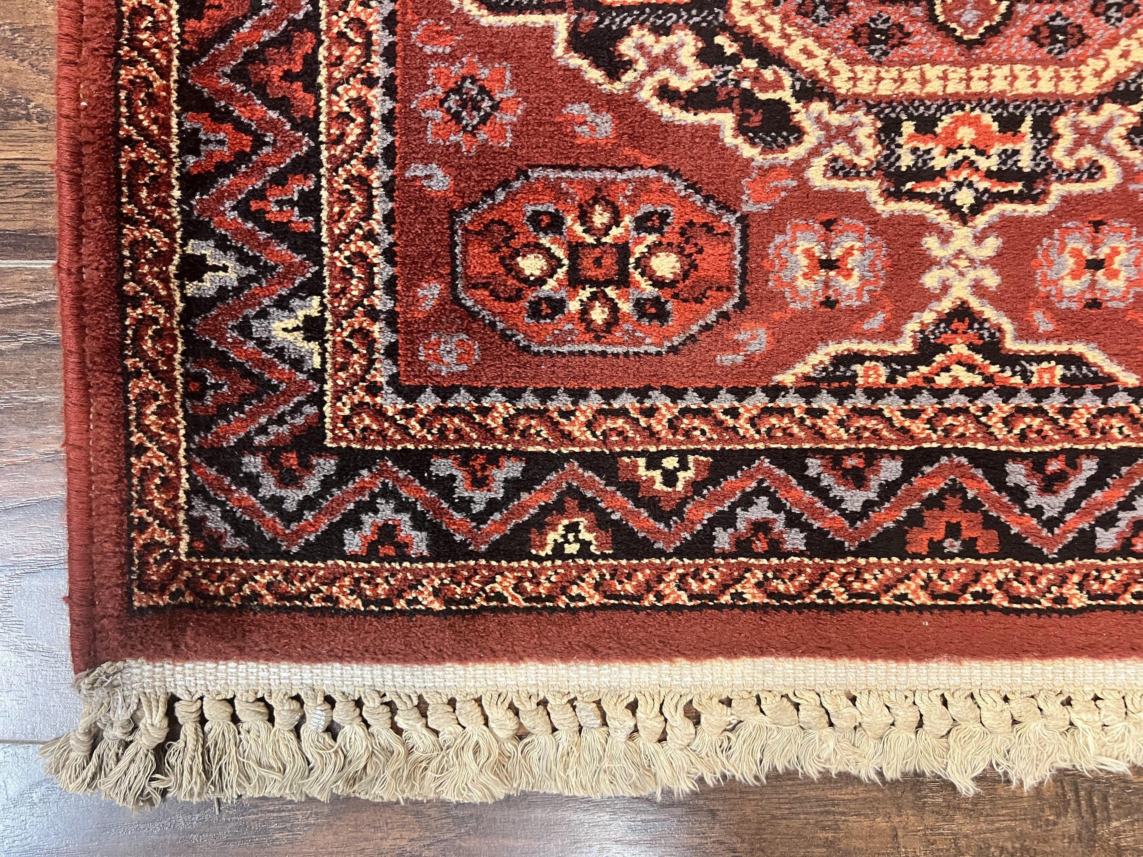 Belgium Power Loomed Runner Rug 2x9, Vintage Wool Rug for Hallway 2 x 9 ft, Red, Caucasian Persian Design, 9ft Runner