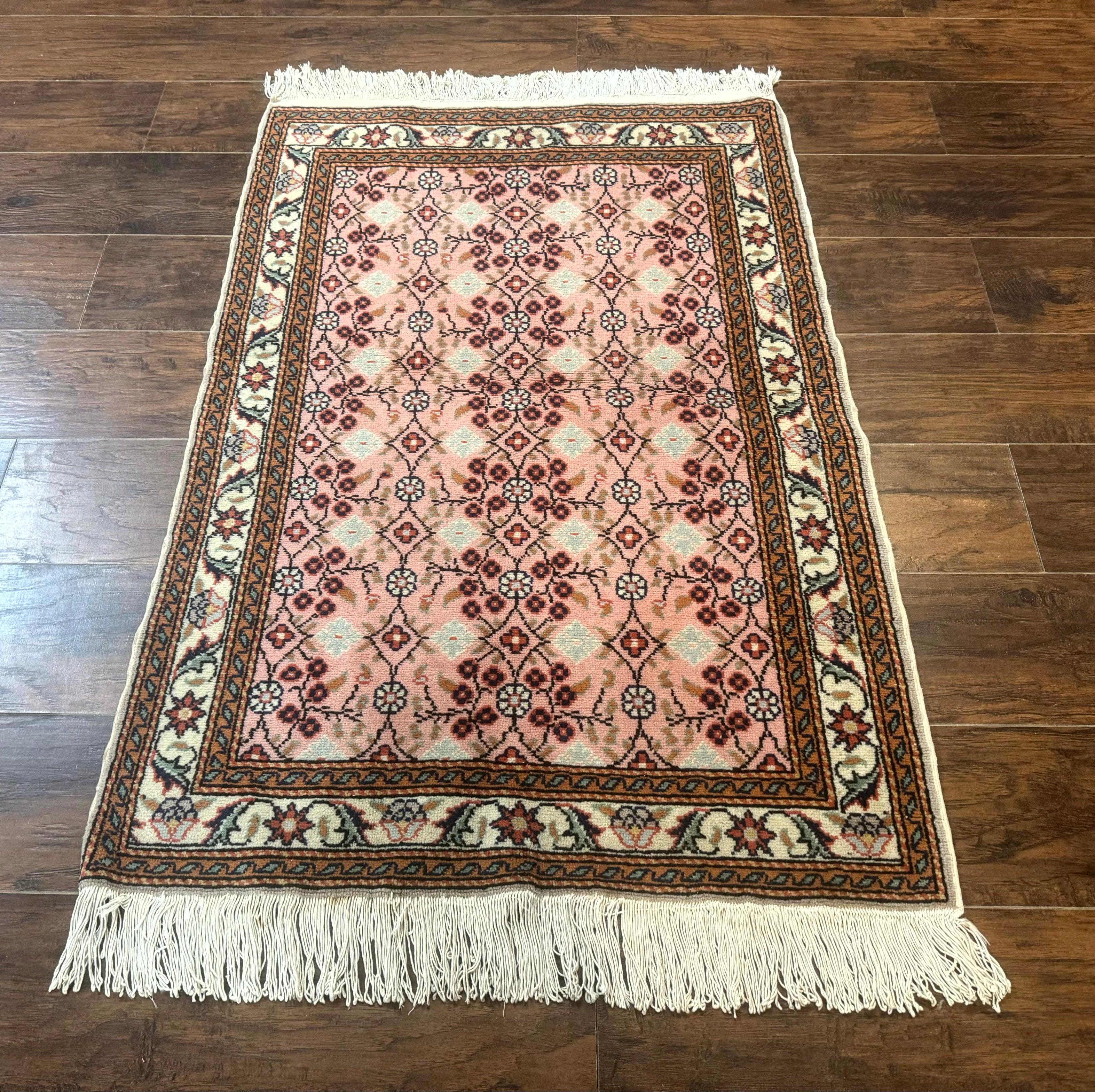 Turkish Sivas Rug 3x4, Pink, Handmade, Wool, Vintage