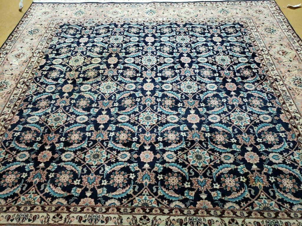 Square Indo Persian Rug 6x6, Hand Knotted, Wool, Allover Pattern