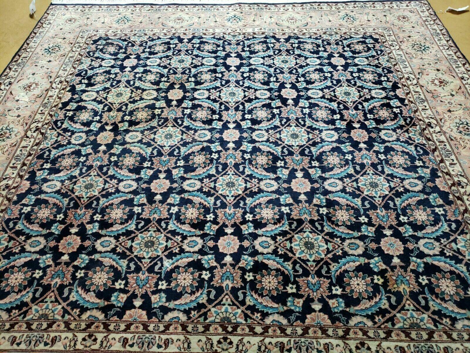 Square Indo Persian Rug 6x6, Hand Knotted, Wool, Allover Pattern