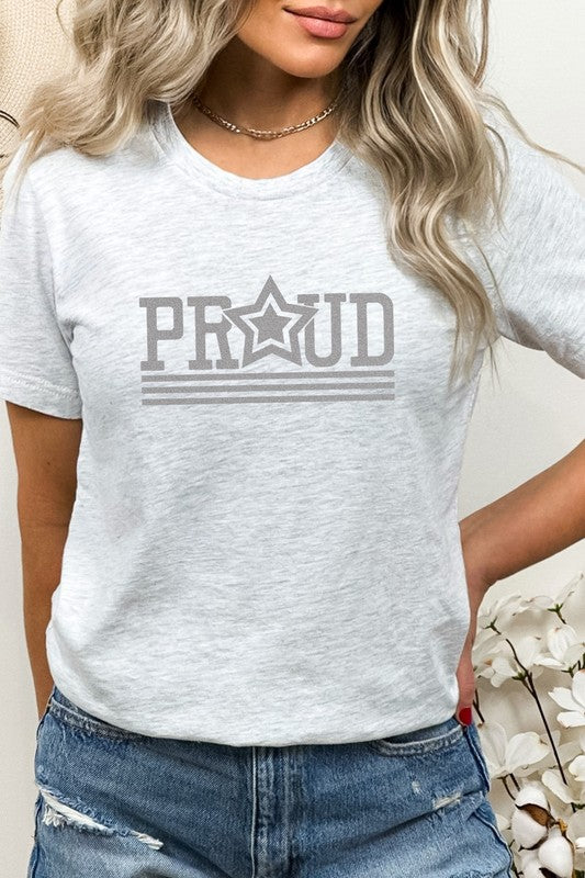 Proud Patriotic Star July Fourth Graphic Tee T-Shirt