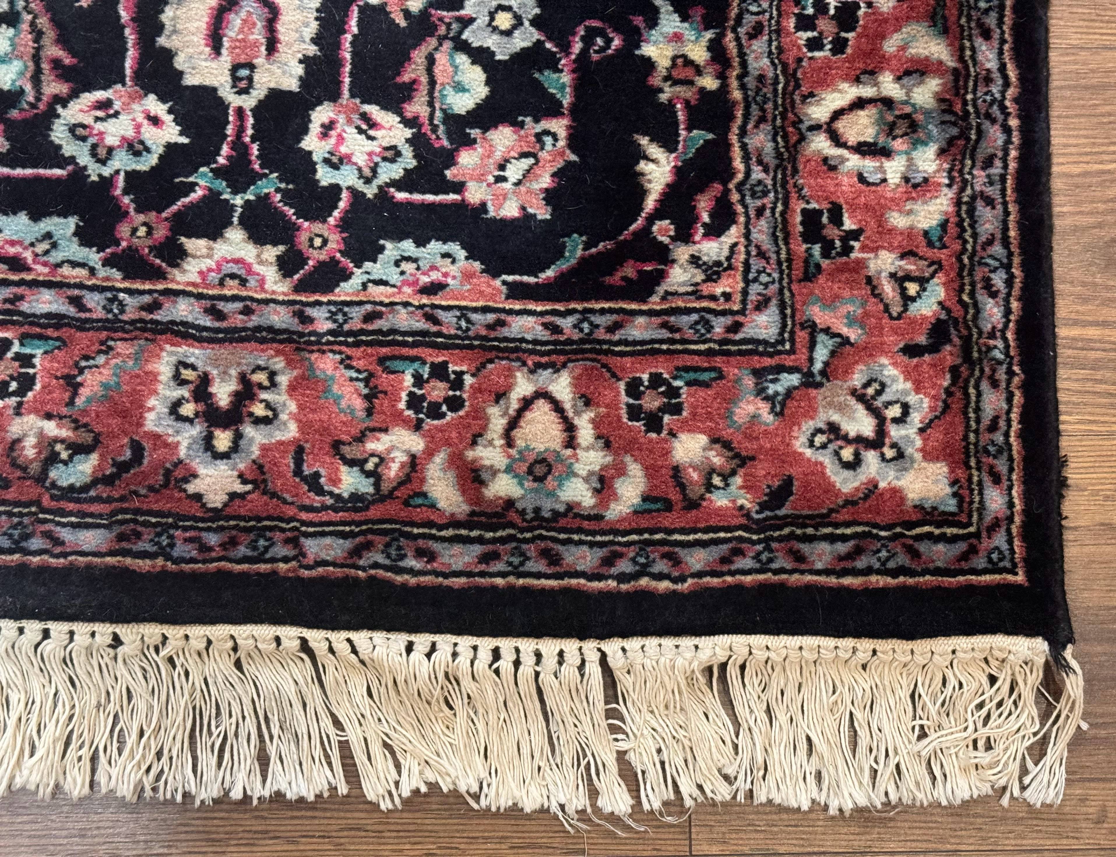 Pak Persian Runner Rug 2.8 x 10, Dark Blue, Floral Allover, Wool