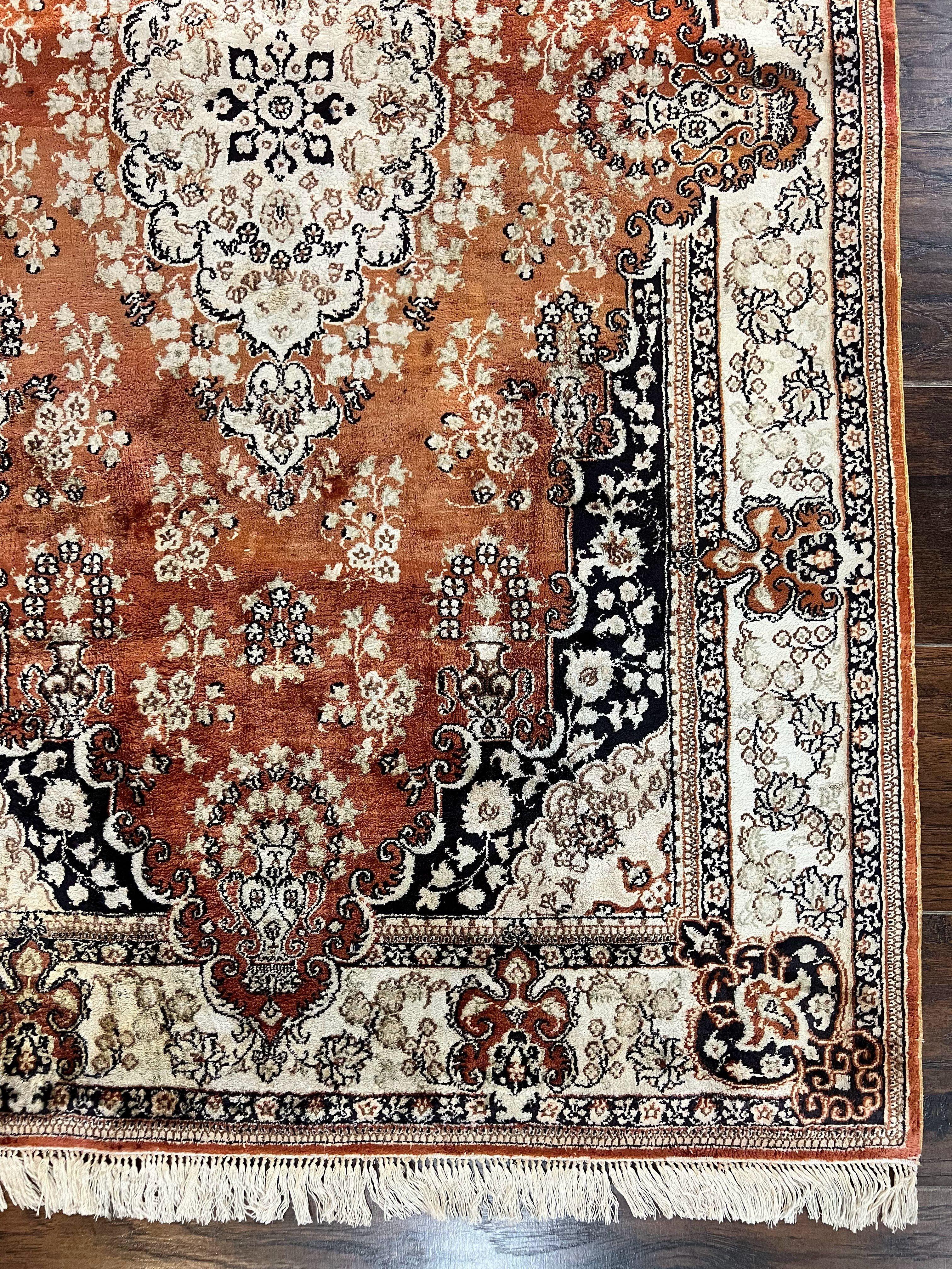 Turkish Silk Rug 3x5, Very Fine 400 KPSI, Floral Medallion, Hand Knotted