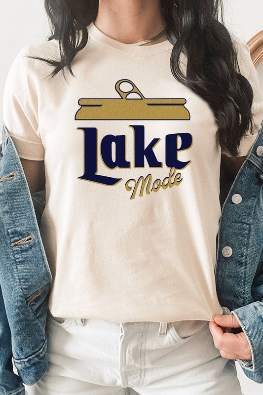 Lake Mode Beer Can Summer Vacation Graphic Tee T-Shirt
