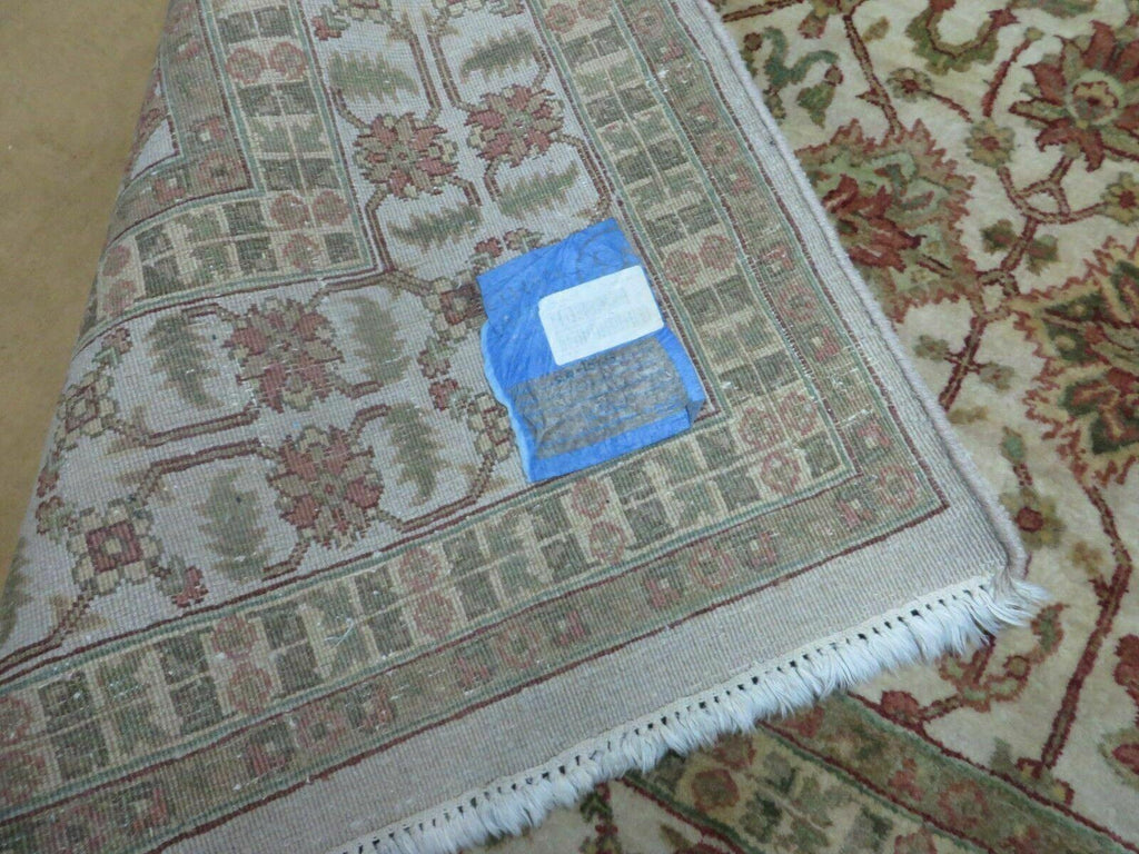 8' 5" X 12' Handmade India Agra Floral Oriental Wool Rug Tea Washed Carpet Nice