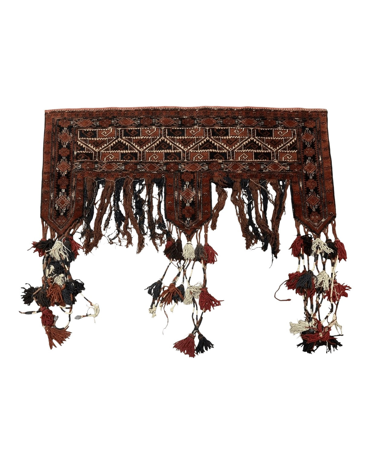 Antique Afghan Beshir Tent Header Textile Rug, Tribal Collectible, Wool