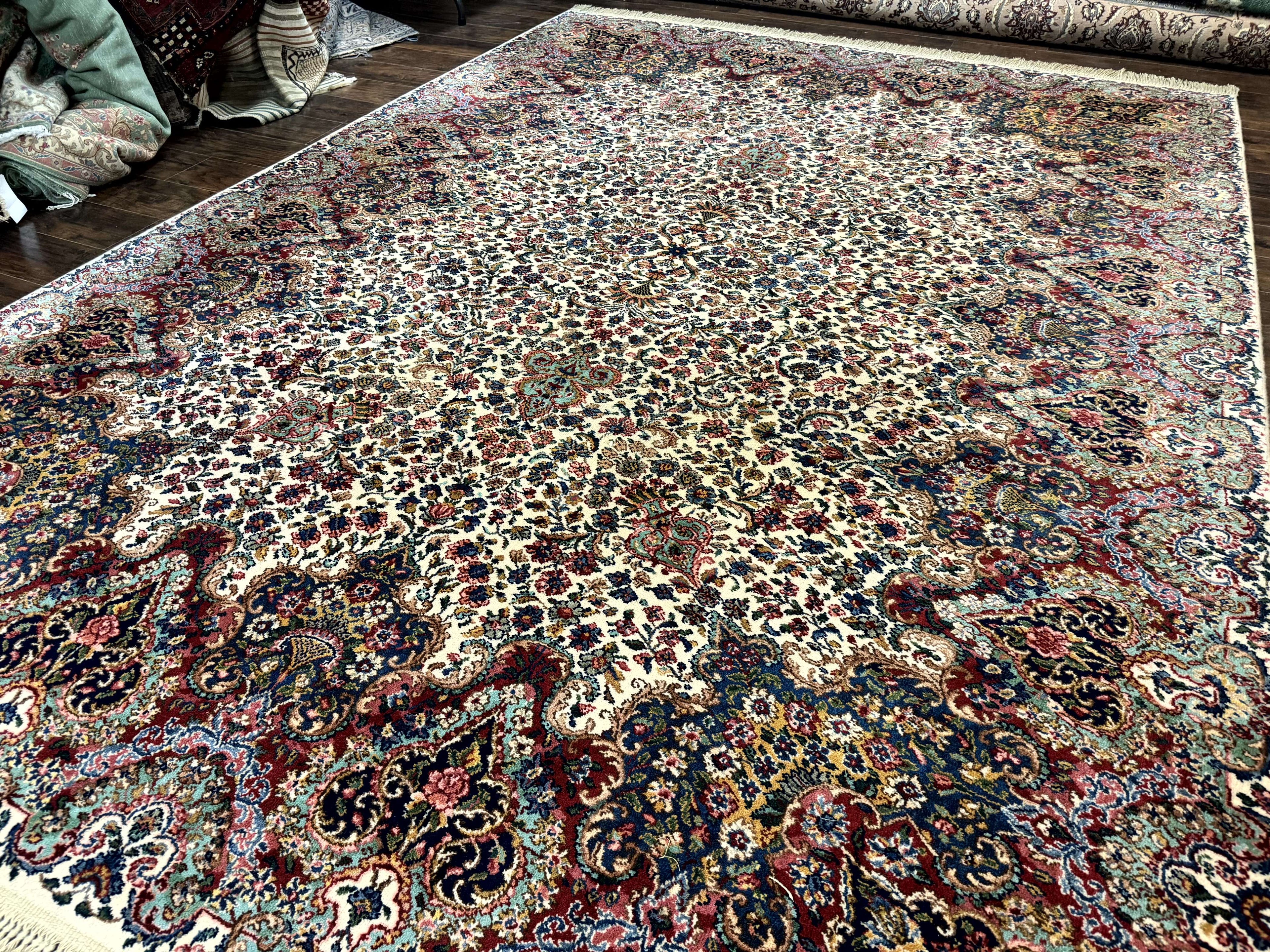 Karastan Rug #742 Floral Kirman 8.8 x 12, Wool Pile, Vintage Original Series, Rare