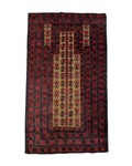 3 X 3.5 New Vintage Handmade Wool Rug Tribal Turkoman Balouch Red Prayer Rug