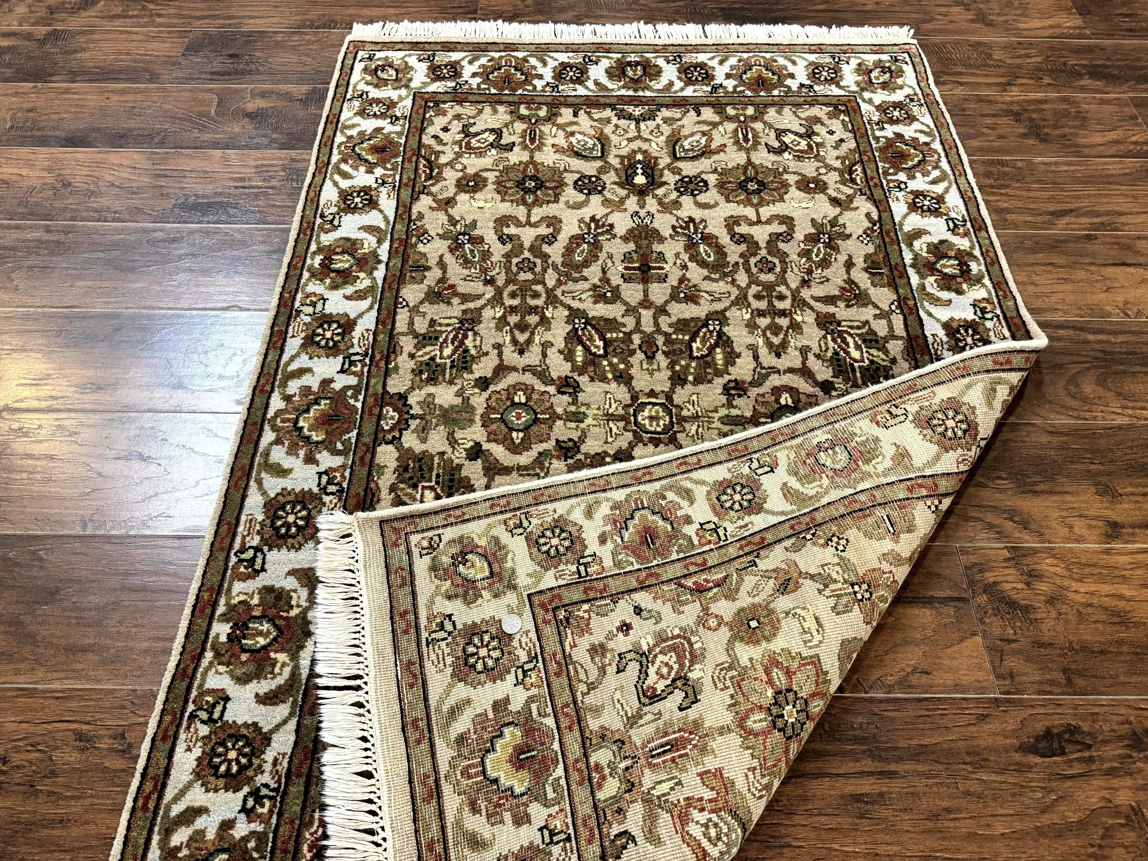 Pak Persian Rug 4x6, Floral Allover Vintage Oriental Carpet, Handmade Wool Rug