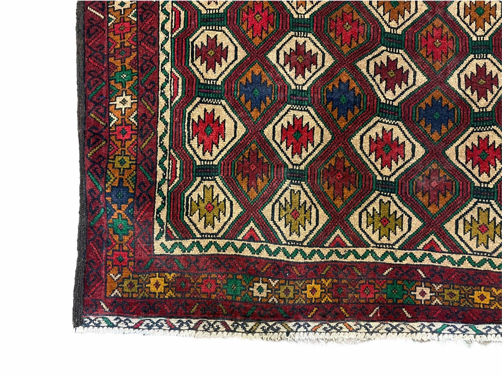 3x5 Vintage Handmade Wool Rug Tribal Turkoman Balouch Prayer Rug Organic Dyes