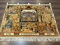 Judaica Pictorial Rug 3x4, Wall Hanging Persian Rug, Moses and Aaron, 12 Tribes, 10 Commandments