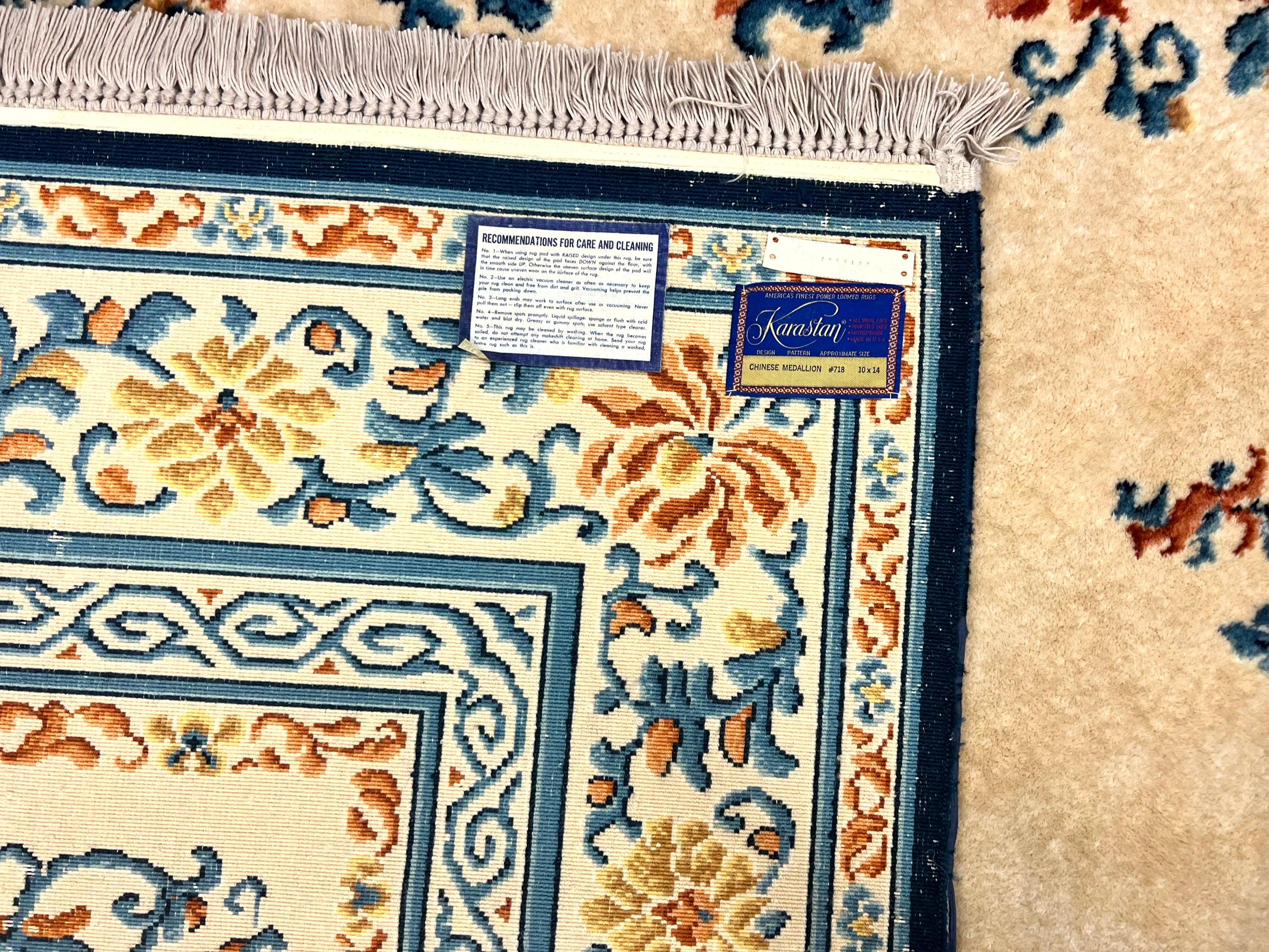 Karastan Rug 10x14 Chinese #718, Vintage Original 700 Series Wool Pile Karastan Carpet, Asian Oriental Rug, Rare