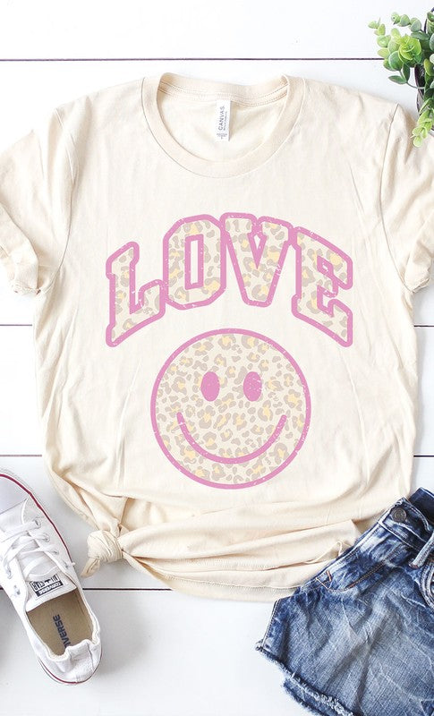 Retro Love Smiley Face Graphic Tee T-Shirt PLUS