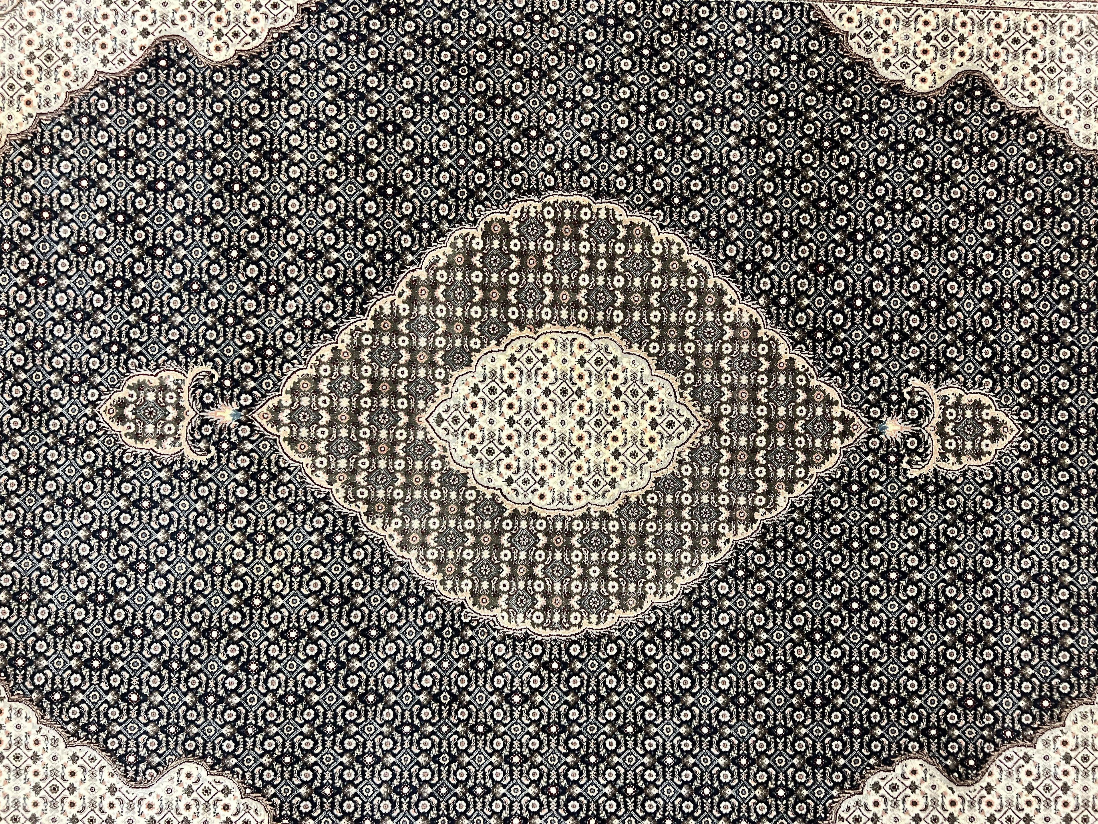 Sino Persian Rug 6x9, Herati Pattern, Vintage Handmade Hand Knotted Wool Oriental Carpet, Fine 6 x 9 Rug, Traditional Rug, Dark Blue Rug