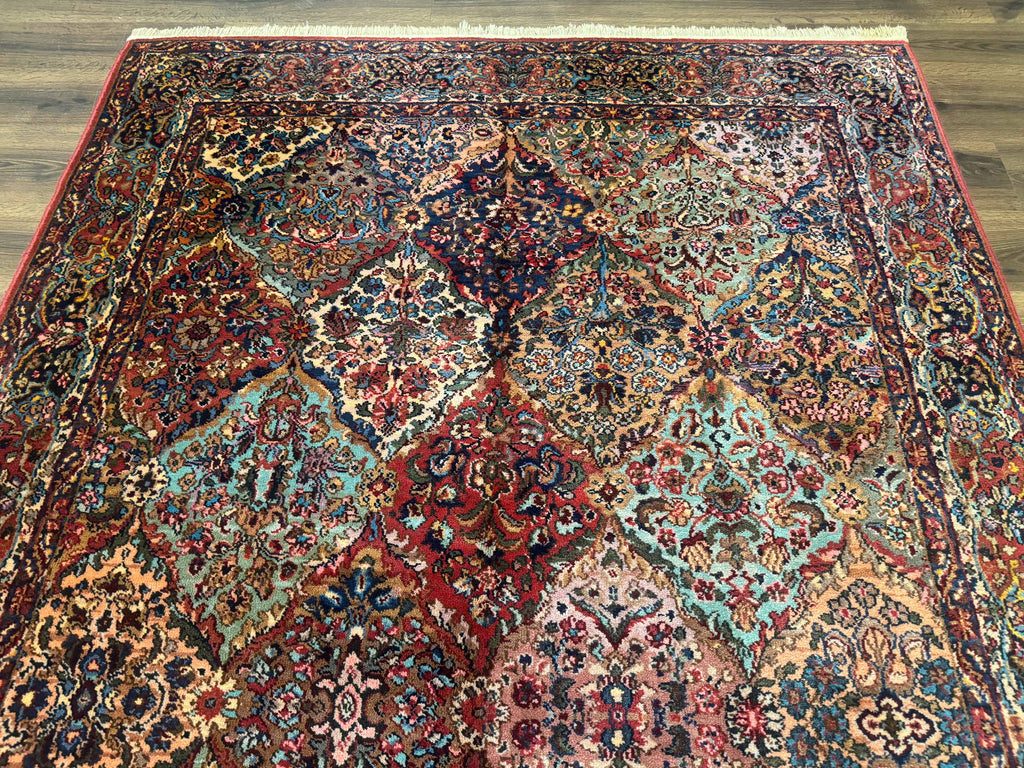 Karastan Rug 5.9 x 9, Multicolor Panel Kirman Rug #717, Wool Original Karastan Collection 700 Series