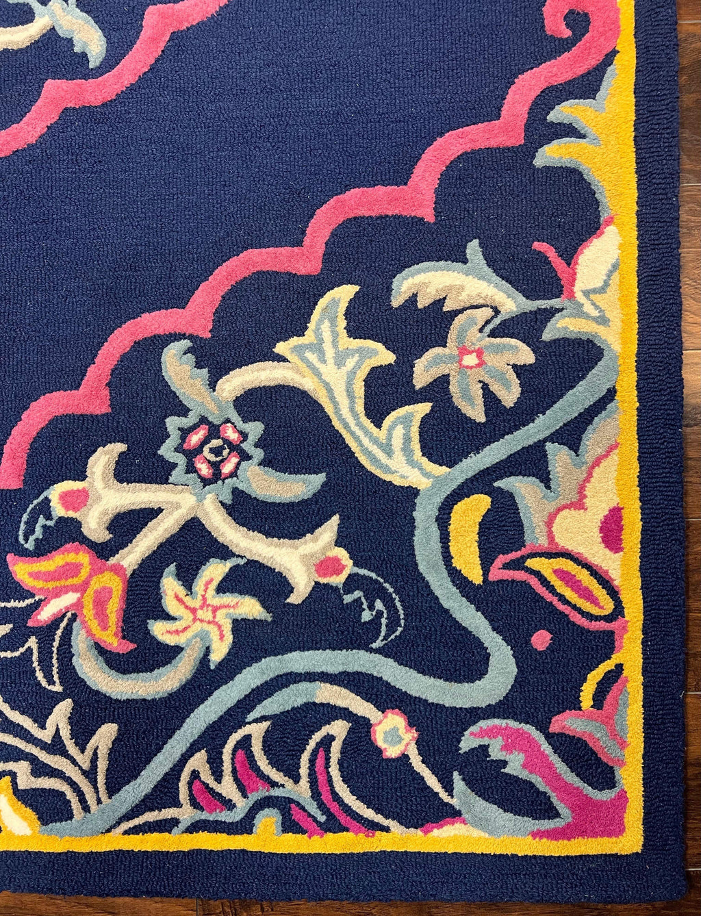 Safavieh Rug 8x10 Belagio Collection, Navy Blue Pink Yellow, Power-Loomed Wool Carpet, Floral Area Rug, Modern Rug, Room Sized 8 x 10 ft Rug