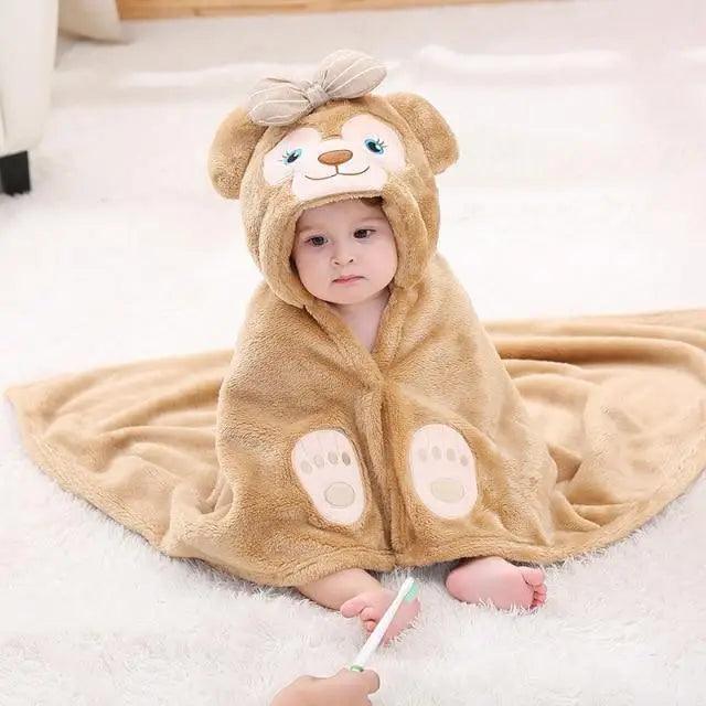 Baby Cute Princess Pink Cartoon Soft Bath Towels For Babies Unique Design Baby Hooded Bathrobe Towels For Infant And Toddler