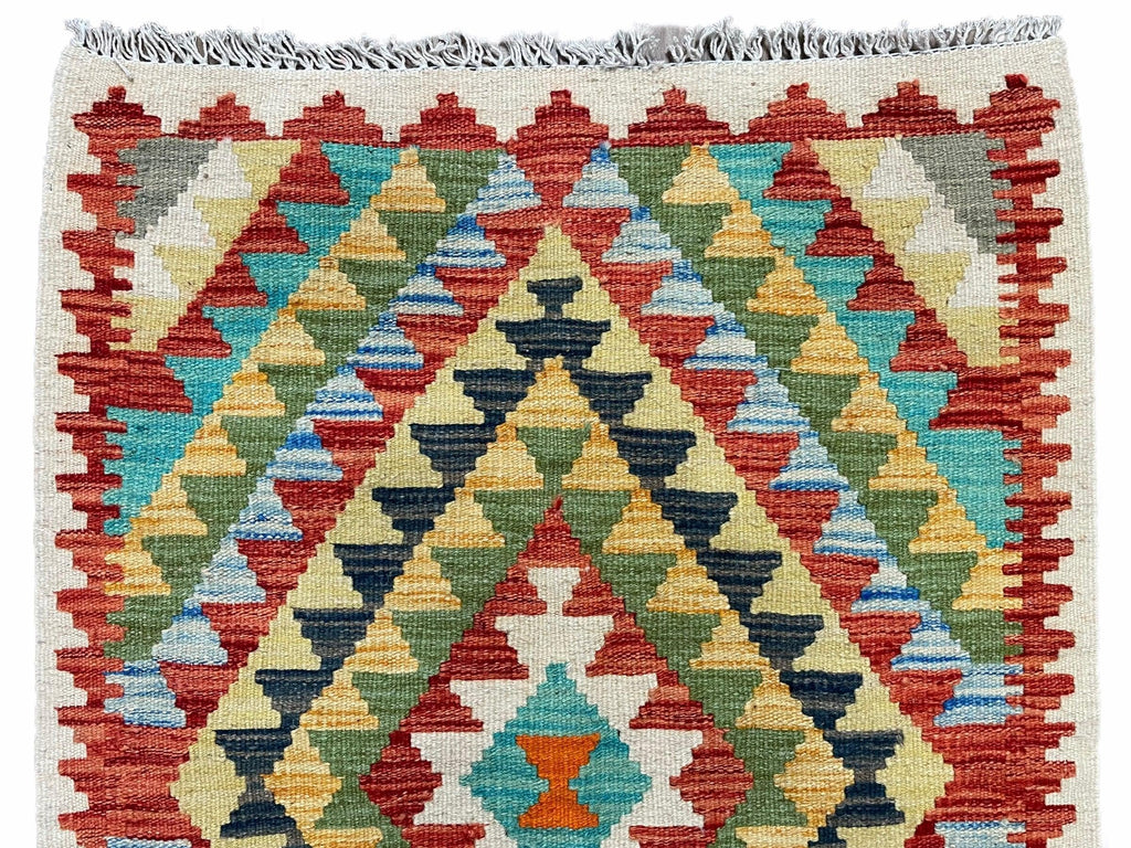 Small Kilim Rug 2x3 Colorful Turkish Kilim Accent Rug New Flatweave Wool Kilim Chobi Kilim Diamond Zigzag Playroom Rug