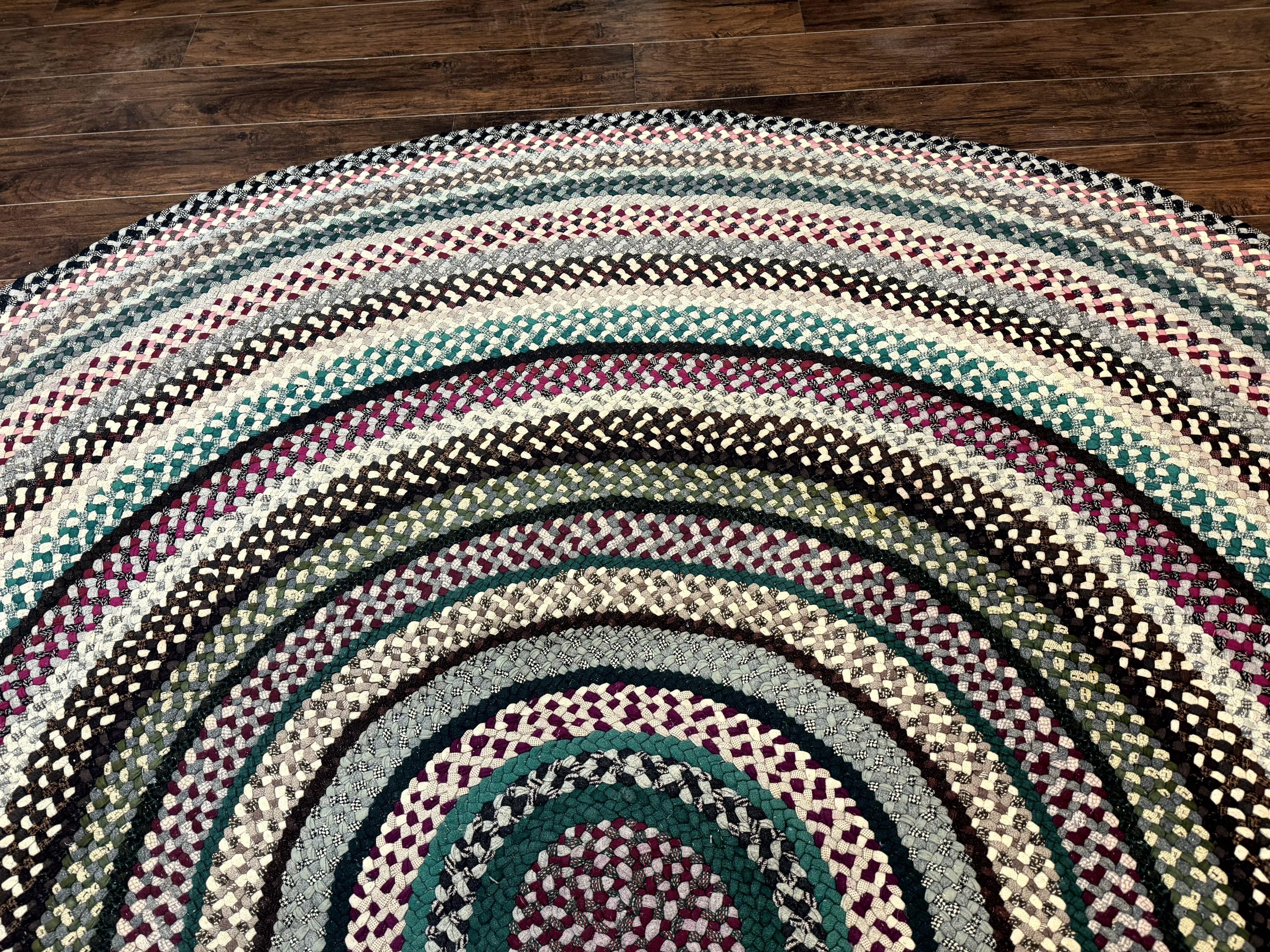 Large Oval American Braided Rug 10x12, Multicolor Vintage Braided Carpet