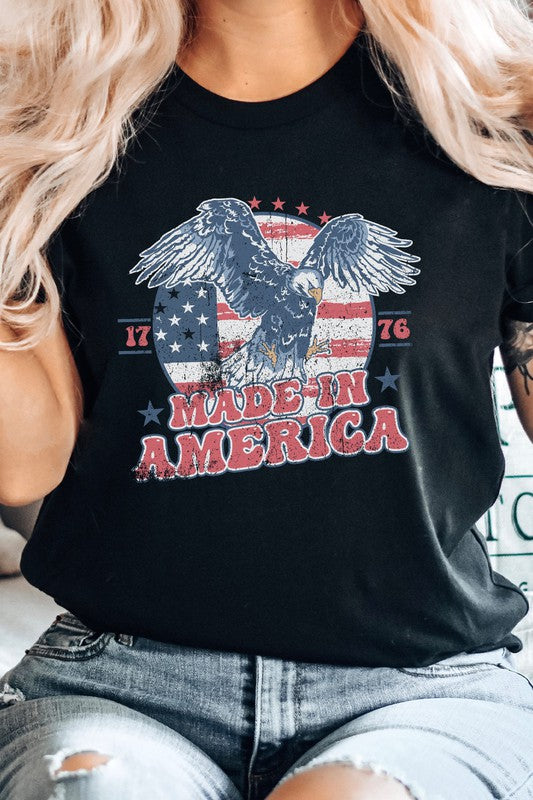 Retro Made In American 1776 Eagle Graphic Tee T-Shirt