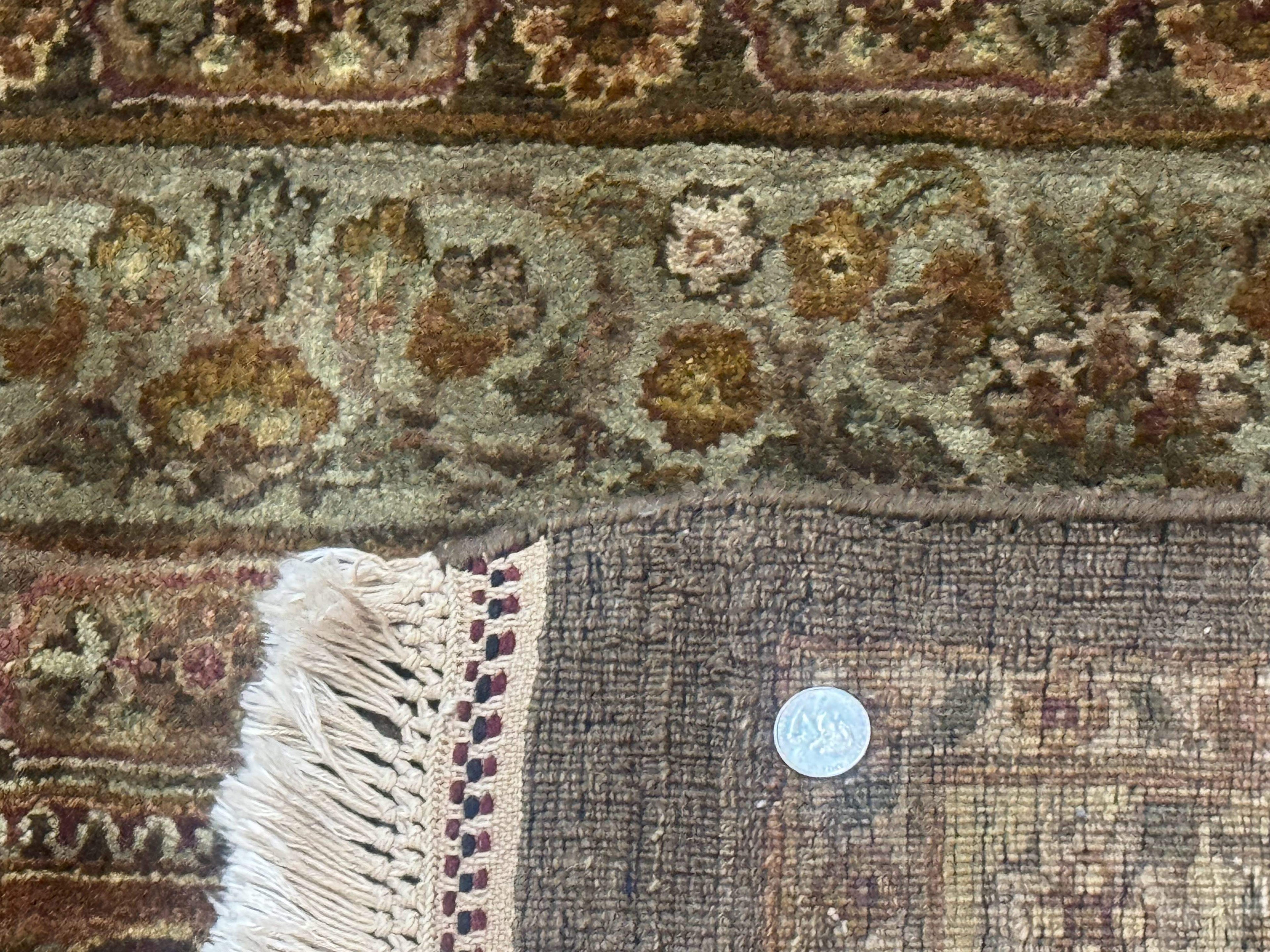 Large Indian Wool Rug 12x14, Wool Handmade Panel Design Carpet, Traditional, Palace Size