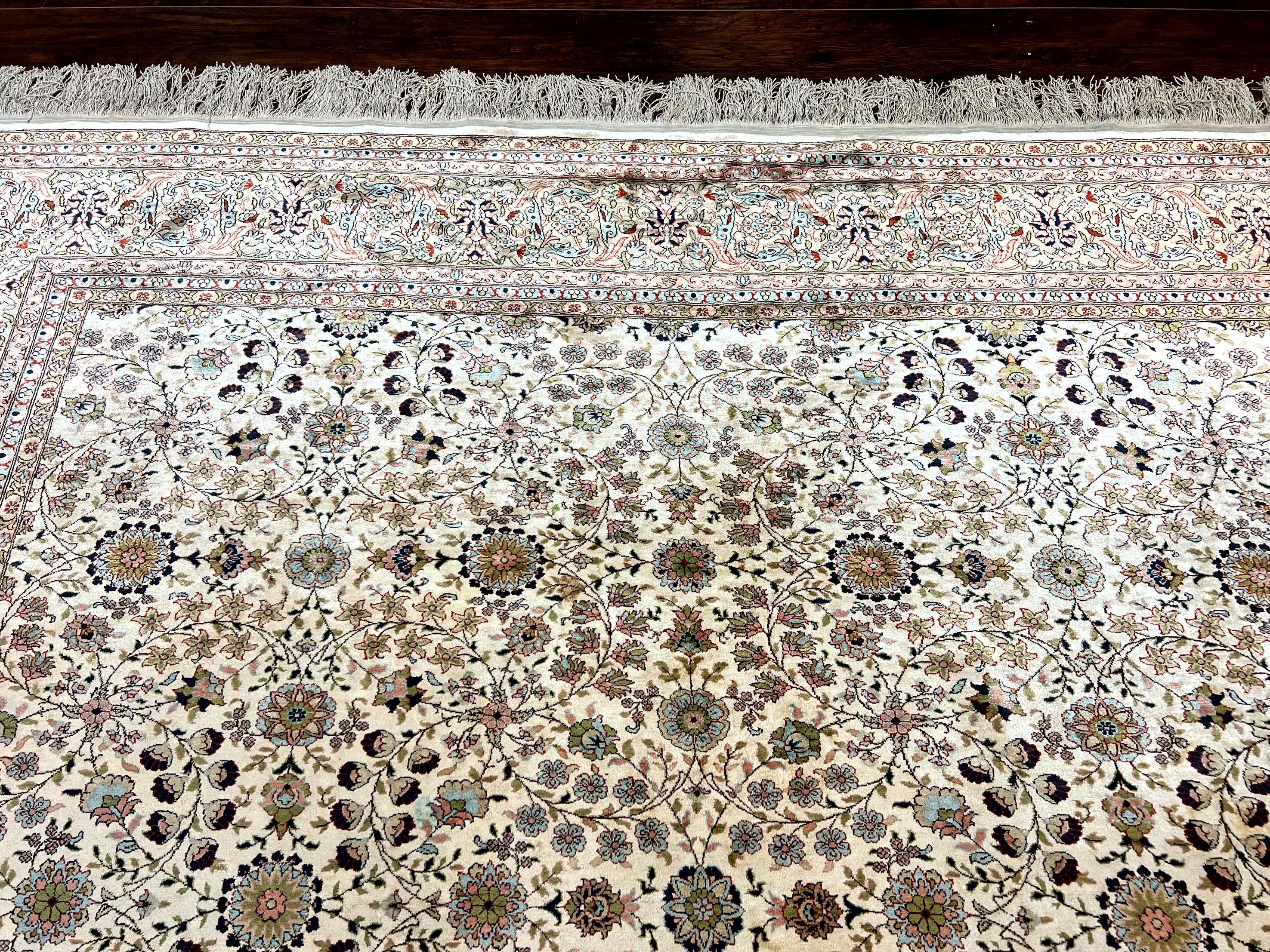 Wonderful Turkish Silk Rug 8x12, Handmade, Fine 320 KPSI