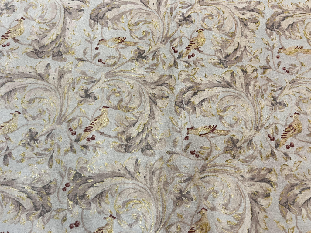 Aubusson Rug 10x14, Wool & Silk Highlights Hand Knotted Vintage Carpet, Birds Flowers, Fine Details, Elegant