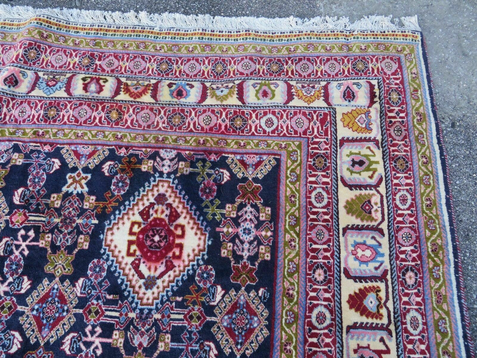 Oversized Persian Shiraz Tribal Rug 13x19, Palace Sized Oriental Carpet, Handmade Hand-Knotted X Large Rug, Red Blue Cream, Allover Herati Pattern