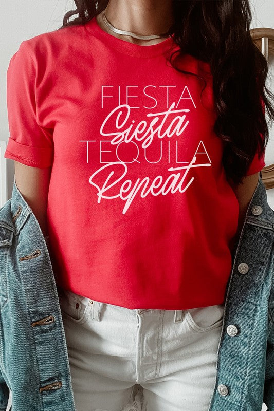 Fiesta Siesta Tequila Repeat Party Graphic Tee
