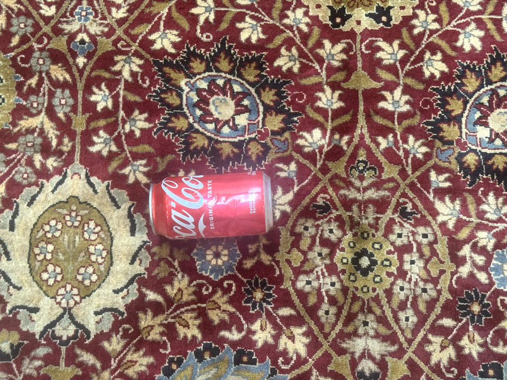 Palace Size Pak Persian Rug 12x15, Brick Red, Allover Pattern, Handmade Oversized Wool Oriental Carpet, Large Area Rug, Fine 225 KPSI