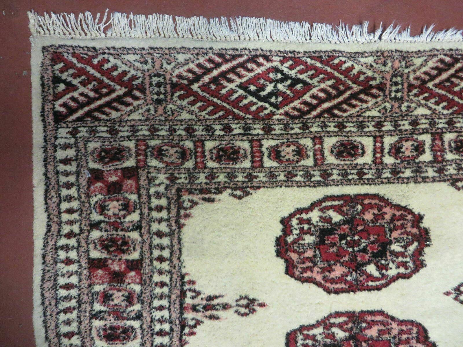 2' 7" x 7' Handmade Finely Knotted Pakistani Turkoman Bokhara Detailed Wool Rug
