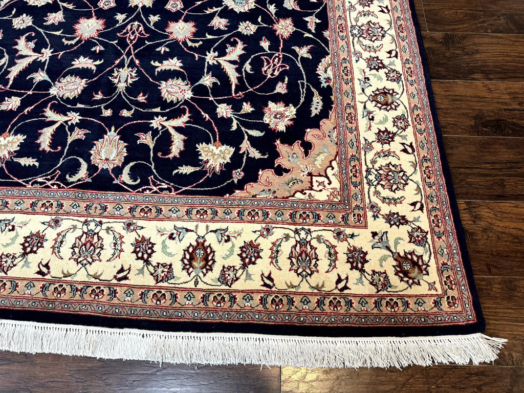 Navy Blue Pak Persian Rug 6x10, Floral Medallion, Traditional Persian Area Rug, Fine 240 KPSI