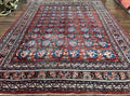 Antique Persian Bijar Rug 9x12 - Allover Motif, Red & Blue