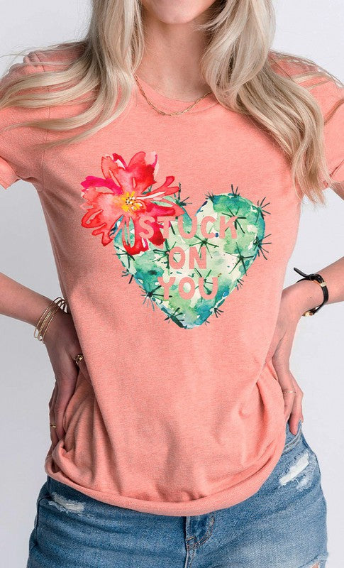 Blooming Cactus Stuck on You PLUS SIZE Graphic Tee T-Shirt