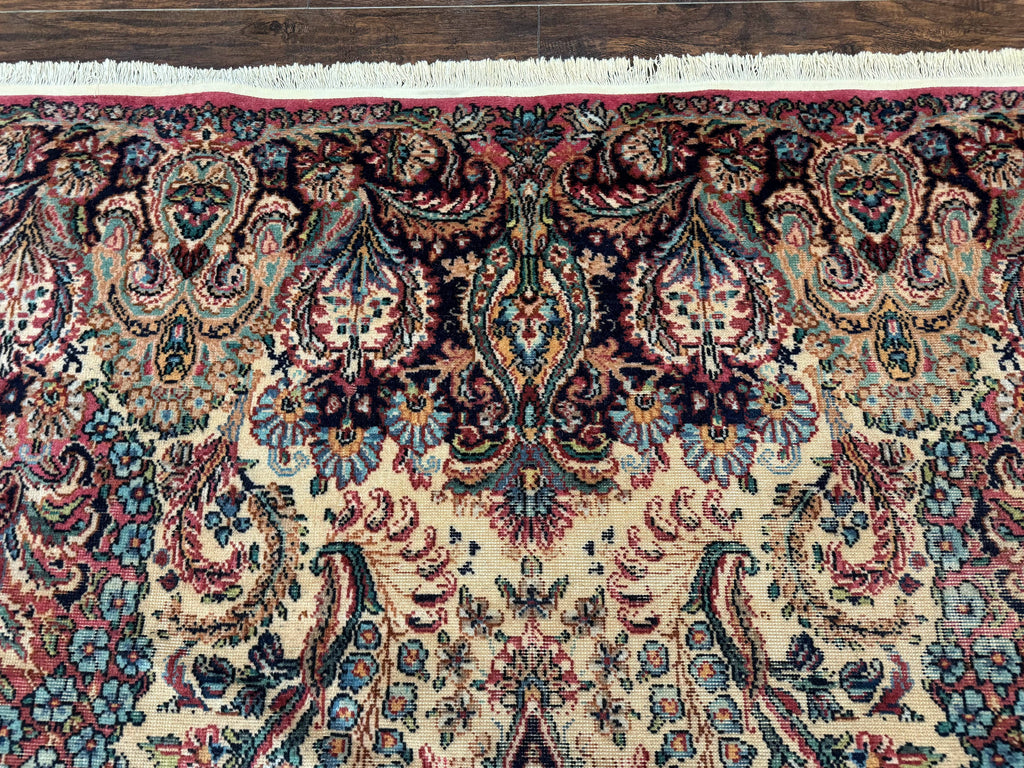 Antique Karastan Kirman Rug 8.8 x 12, Imperial Karastan #1427, Ivory Kirman