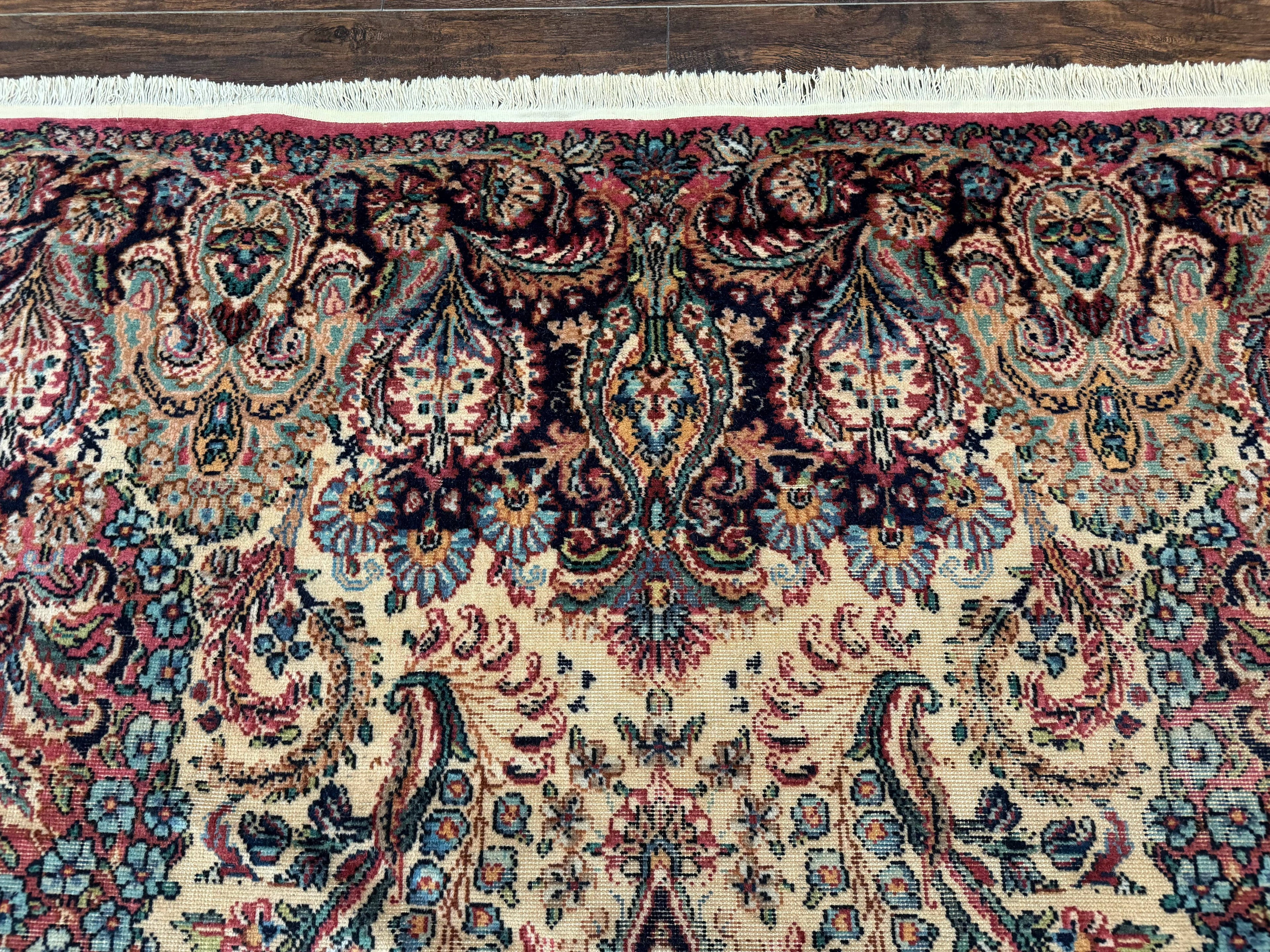 Antique Karastan Kirman Rug 8.8 x 12, Imperial Karastan #1427, Ivory Kirman