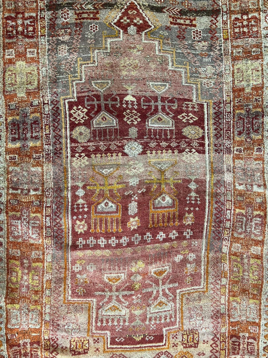 Antique Turkish Melas Rug 4x7, Tribal Geometric Unique Collectible Hand Knotted Wool Oriental Carpet, Rare 1920s Rug, Burnt Orange Red