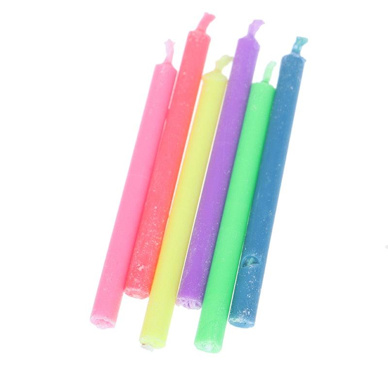 Birthday Party Supplies Wedding Cake Candles Safe Flames Dessert Decoration Colorful Flame Multicolor Candle Long Thin Cake Candles Birthday Candles in Holders for Party Wedding Birthday Cake Decorations