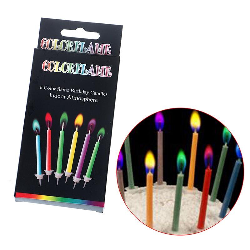 Birthday Party Supplies Wedding Cake Candles Safe Flames Dessert Decoration Colorful Flame Multicolor Candle Long Thin Cake Candles Birthday Candles in Holders for Party Wedding Birthday Cake Decorations