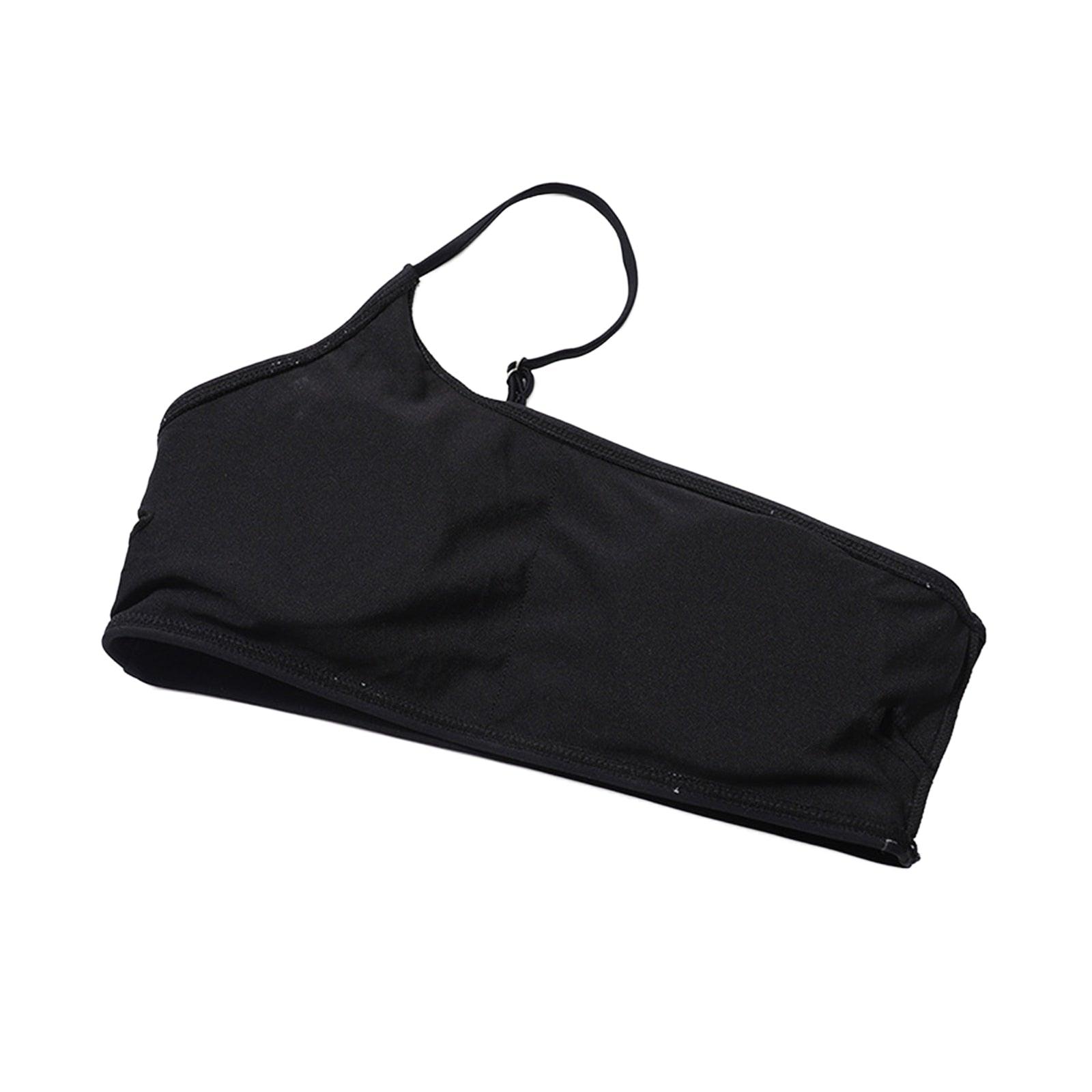 Black Mesh Bikini Cover Up Set Women Bathing Outfits Adults Solid Color One Shoulder Bikini Top  Mesh See Through Crochet Off Shoulder Crop Tops 2 Piece Bikini Swimsuit Cover-ups Beach Summer Outfits