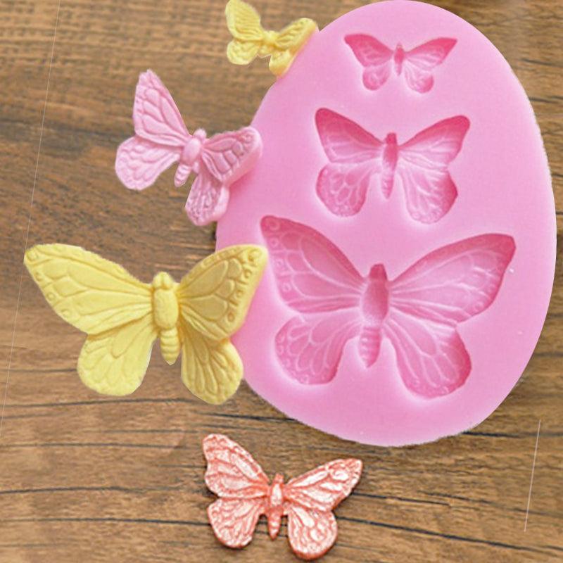 Butterfly Mold Silicone Baking Accessories 3D Sugar Craft Chocolate Cutter Mould Fondant Cake Decorating Tool 3 Colors Silicone Butterfly Mold Butterfly Fondant Mold Chololate Candy Cake Baking Mold For Cake Decorating
