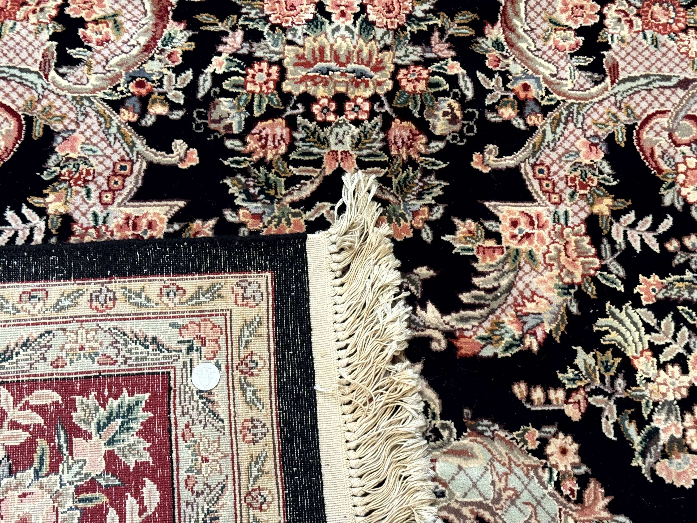 Sino Persian Rug 9x12, Black, Floral Bouquets