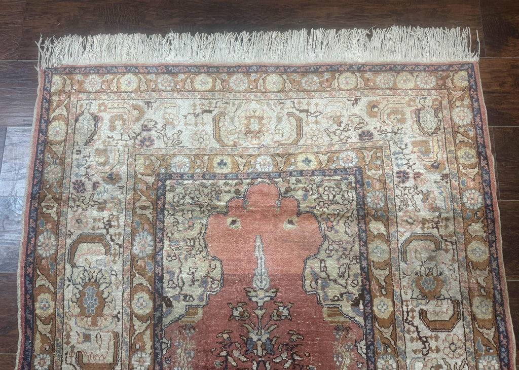 Silk Turkish Kayseri Rug 4x6, Haji Jalili Design, Vintage Rug