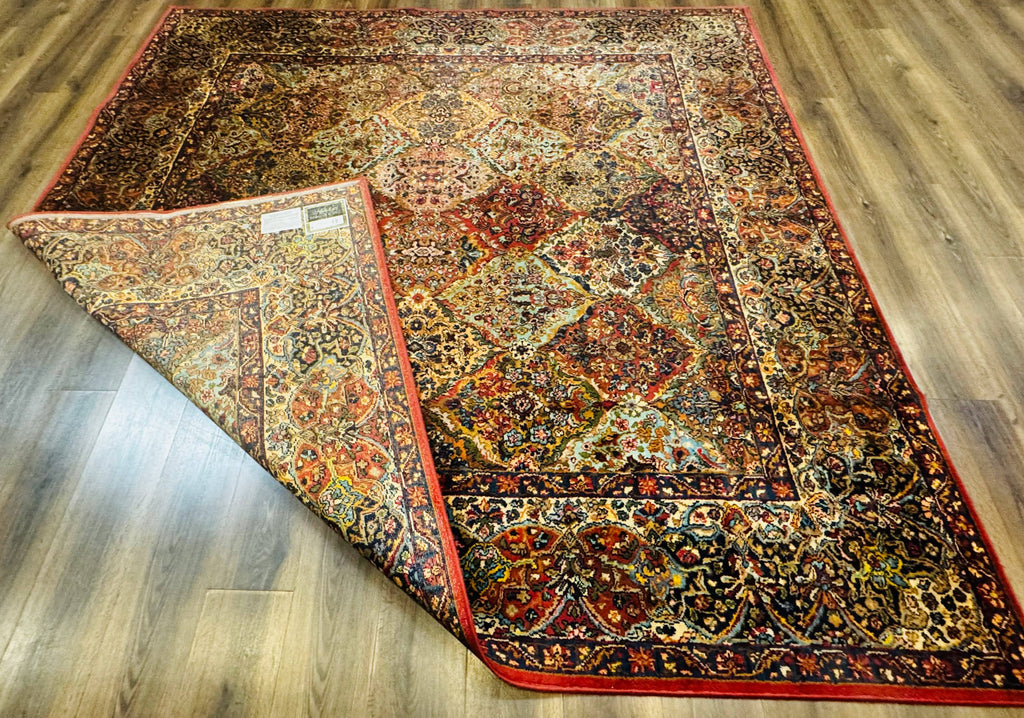 Square Karastan Multicolor Panel Kirman Rug #717, Rare Size 8.8 x 8.8, Original 700 Series, Wool
