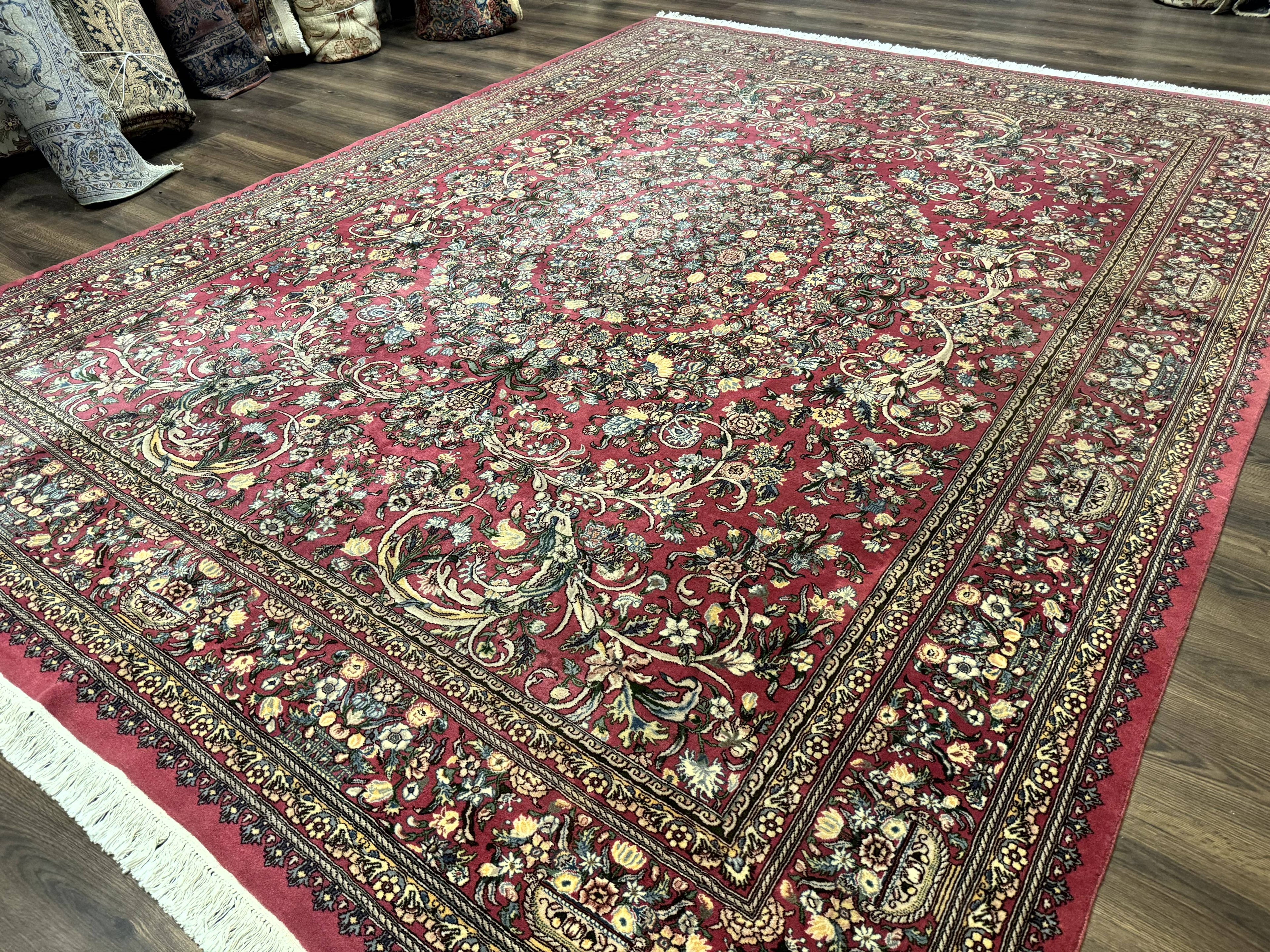 Sino Persian Rug 9x12, Fine 290 KPSI, Rose-Red, Floral Allover