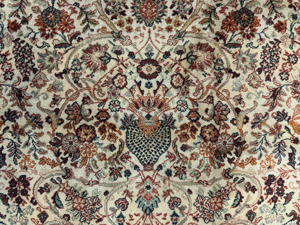 Antique Persian Rug 5x7, Allover Floral with Vases, Beige and Red, Belgian Power Loomed Rug, Vintage
