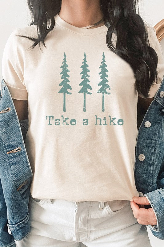 Pine Trees Take A Hike Summer Trip Graphic Tee T-Shirt